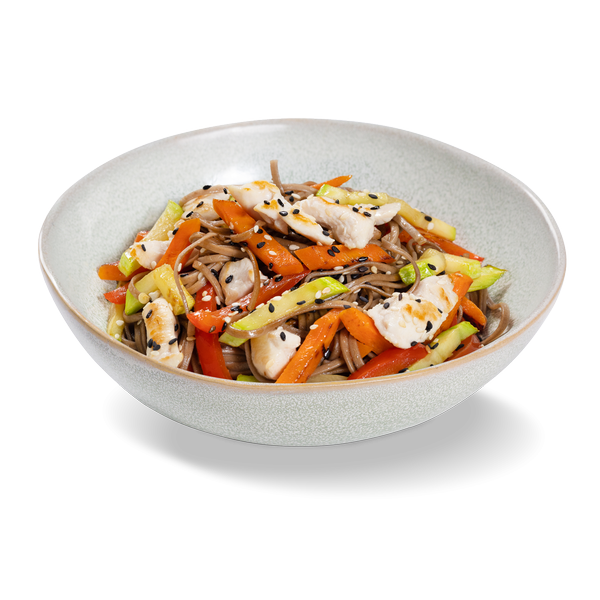 лапша Гречневая с курицей и овощами